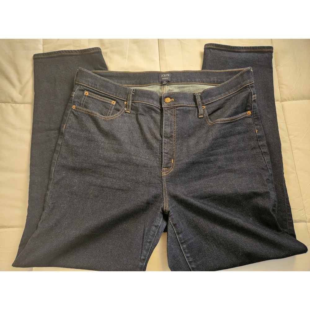 J.Crew Stovepipe Jeans Dark Wash High Rise Straight Leg Denim Blue 34T Tall